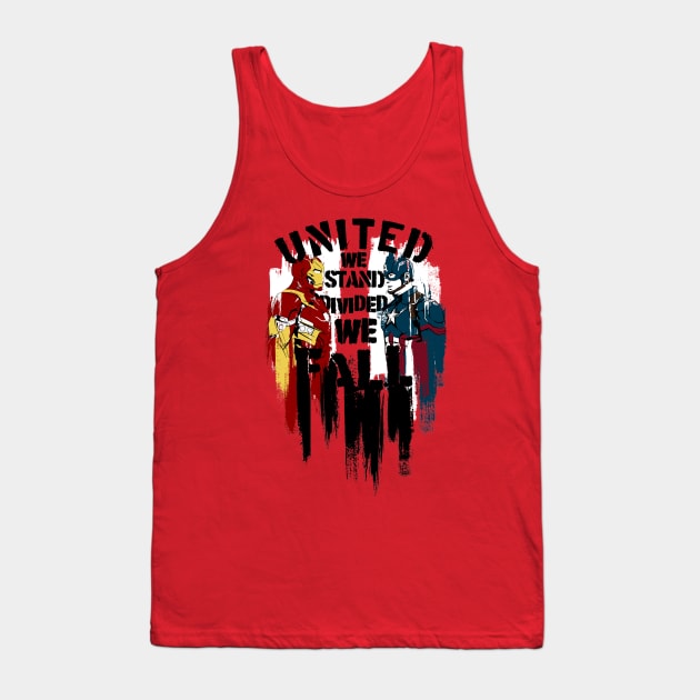 United We Stand Divided We Fall, Stephen Colbert Tank Top by artspot